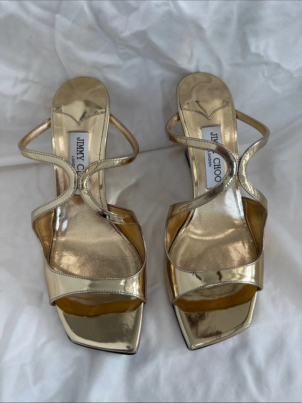 Jimmy Choo Metallic Gold Strappy Wedge Sandals